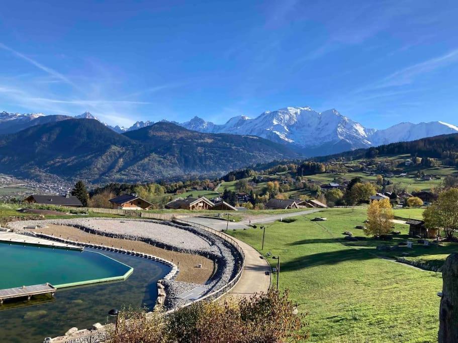 La Marmotte: Vue Mont Blanc, Terrasse, Parking Apartman Combloux Kültér fotó